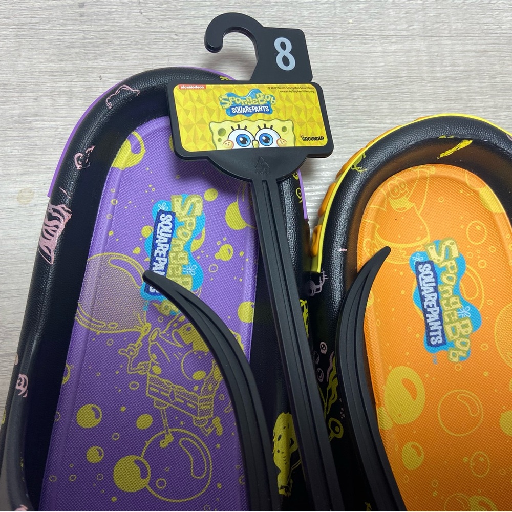 Sponge Bob Square Pants Mans Sz 8 Flip Flops / Slides NWT - Picture 5 of 7